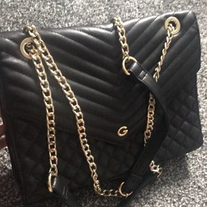 Black Quilted Chain Satchel
